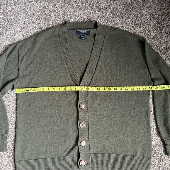 Men's Forever 21 V-Neck Relaxed Fit Cardigan, Size XL, Olive Green - Picture 2 of 5